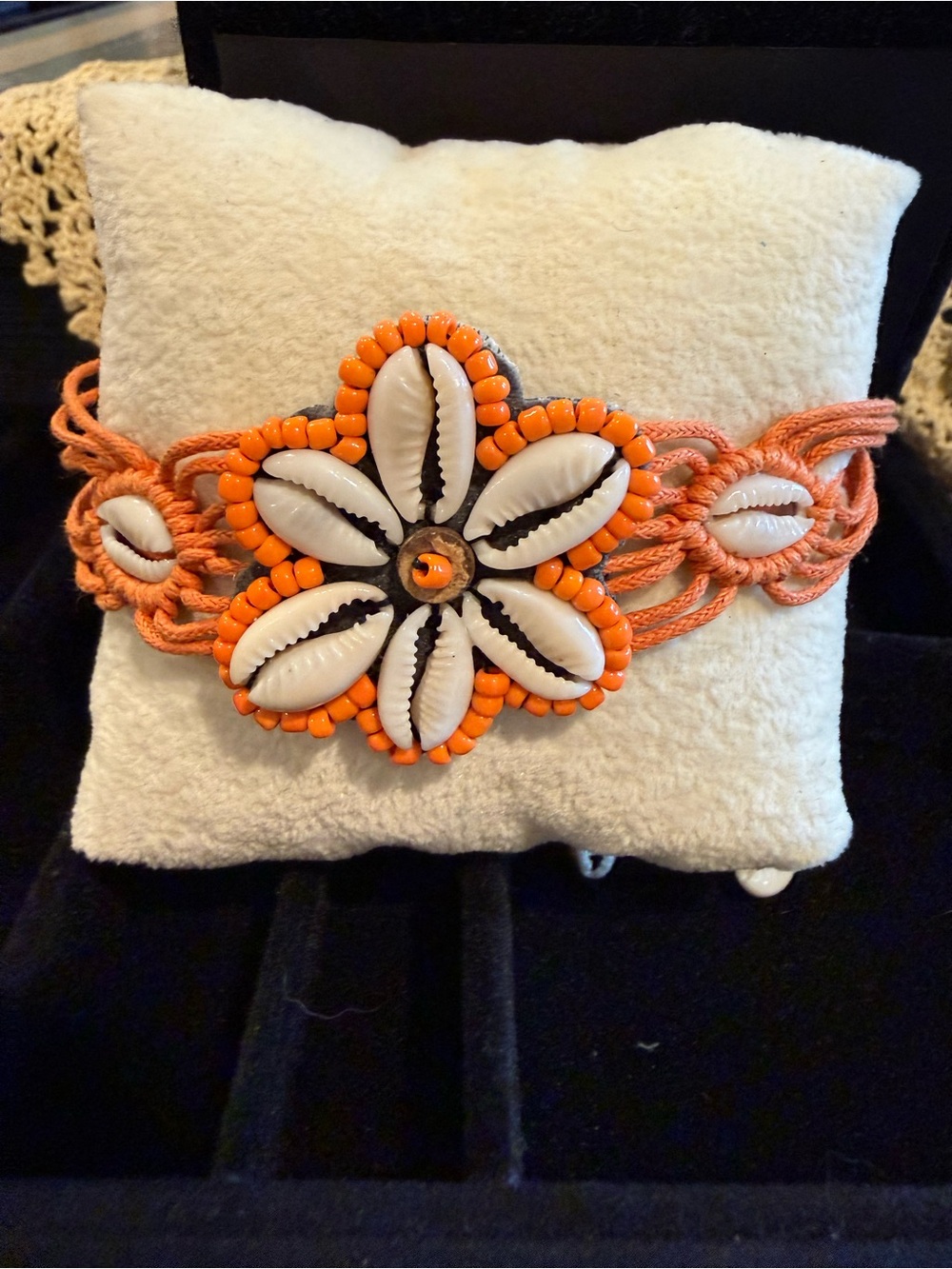 Handmade Orange Shell Flower Bracelet - Women Jewelry